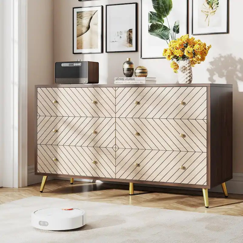 6-Drawer Storage Dresser with Metal Legs