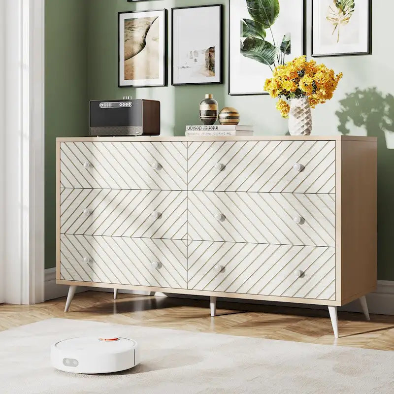 6-Drawer Storage Dresser with Metal Legs