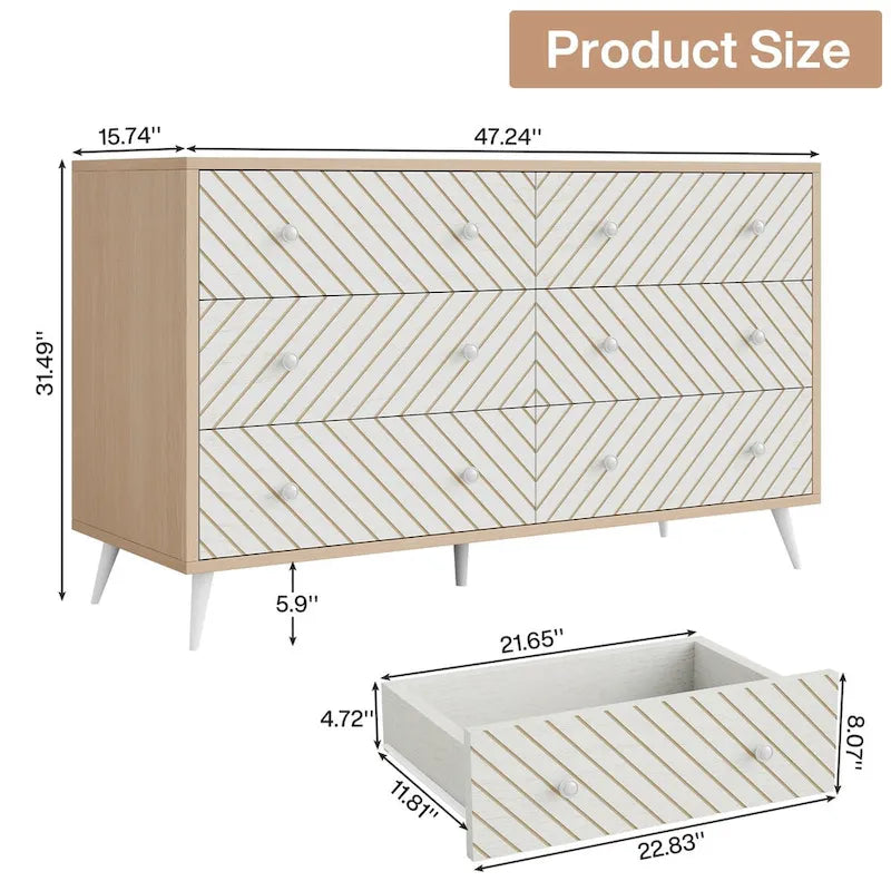 6-Drawer Storage Dresser with Metal Legs