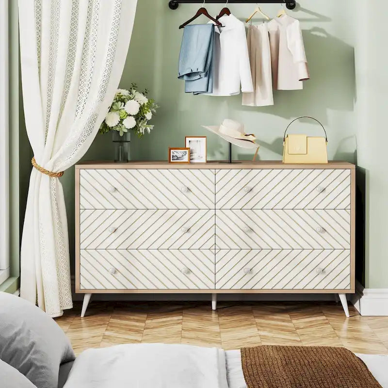 6-Drawer Storage Dresser with Metal Legs