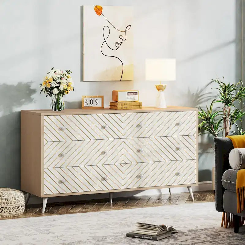 6-Drawer Storage Dresser with Metal Legs