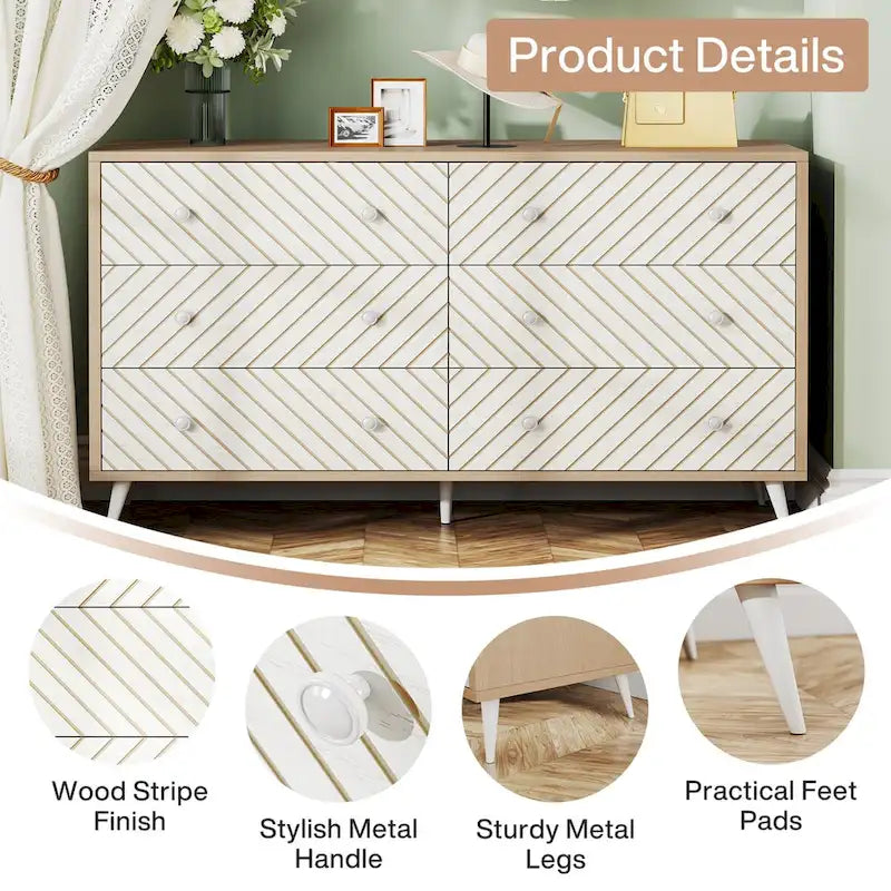 6-Drawer Storage Dresser with Metal Legs