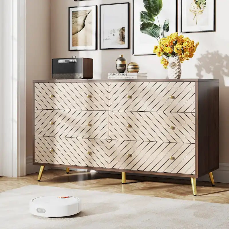 6-Drawer Storage Dresser with Metal Legs