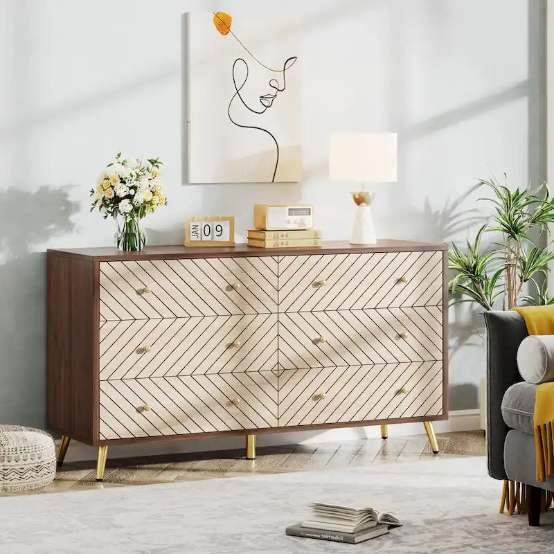 6-Drawer Storage Dresser with Metal Legs