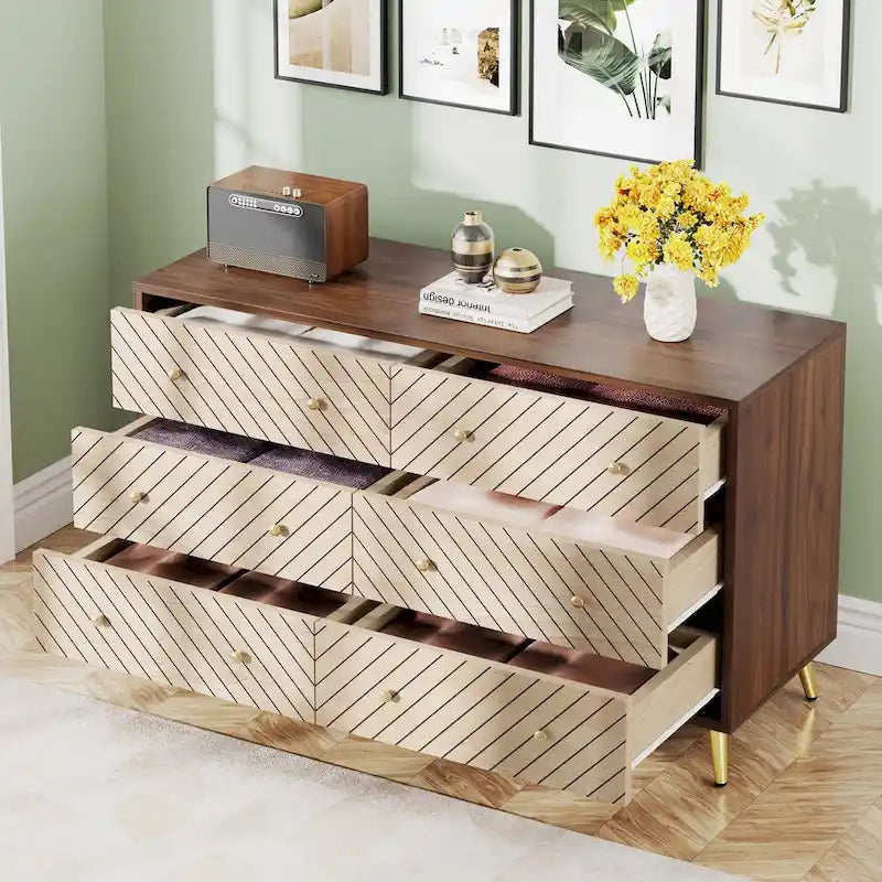 6-Drawer Storage Dresser with Metal Legs