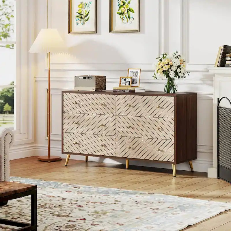 6-Drawer Storage Dresser with Metal Legs