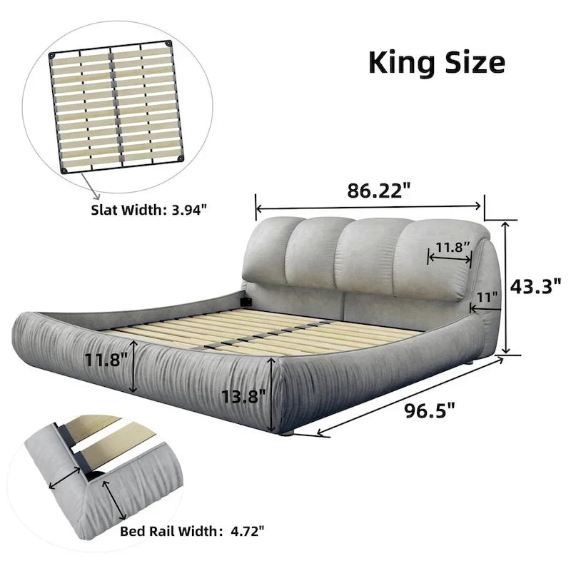 King Size Upholstered Platform Bed with Oversized Headboard