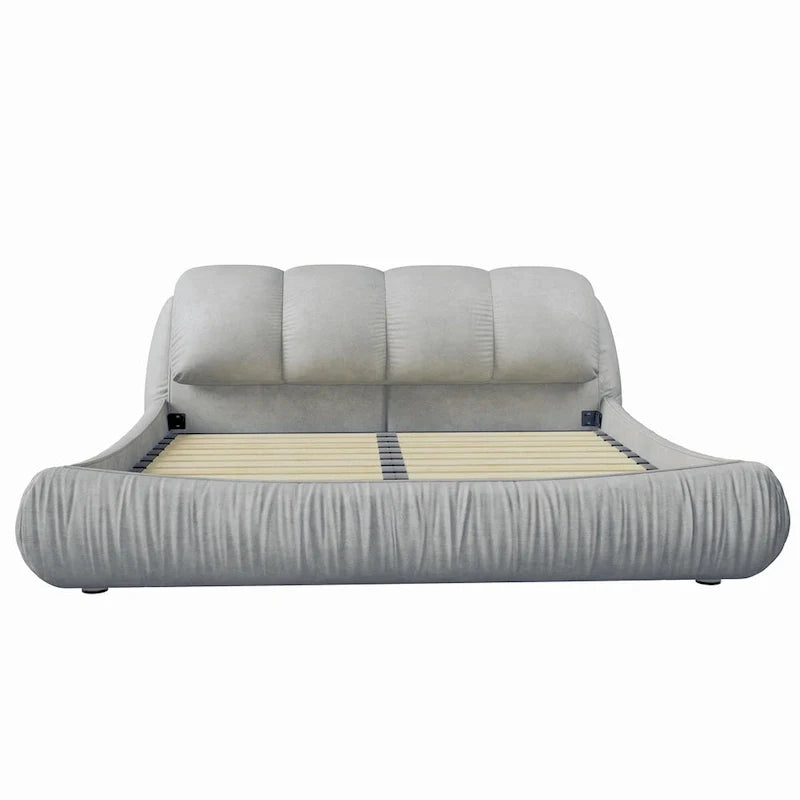King Size Upholstered Platform Bed with Oversized Headboard