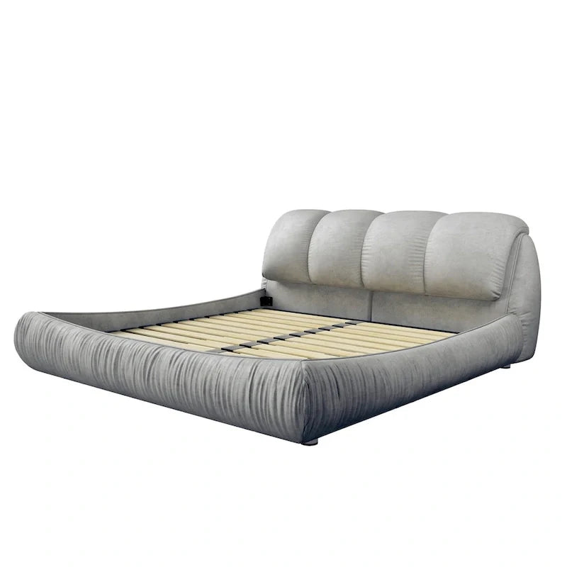 King Size Upholstered Platform Bed with Oversized Headboard
