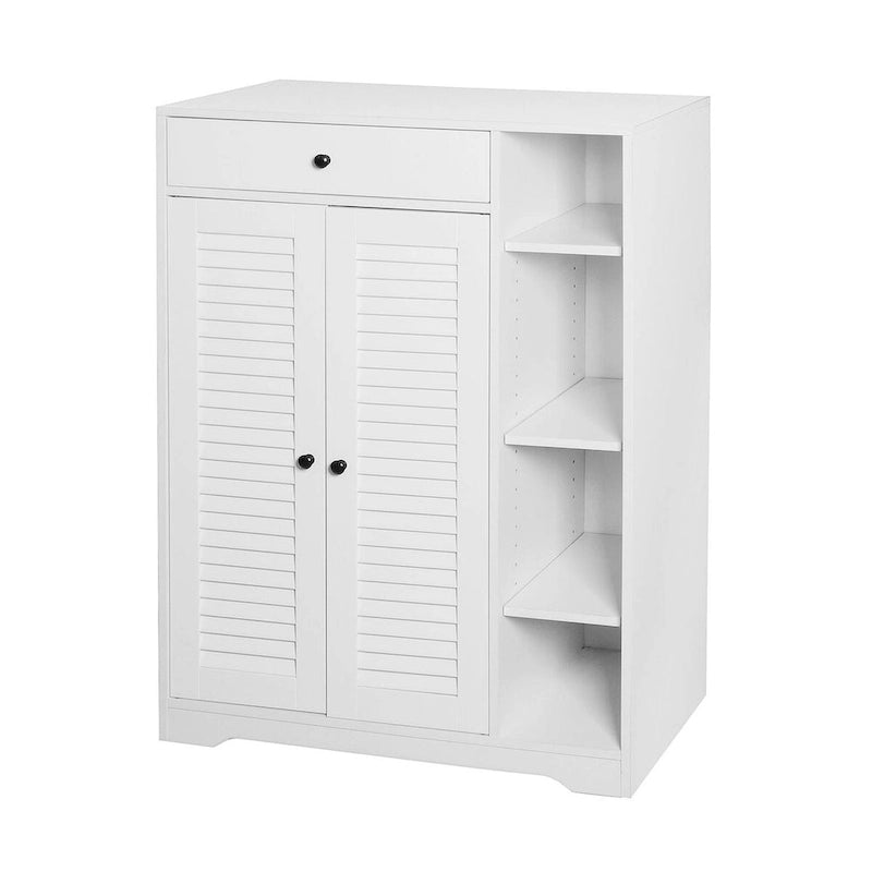 Freestanding Shoe Rack Organizer with 2 Shutter Doors and Adjustable Storage Shelf