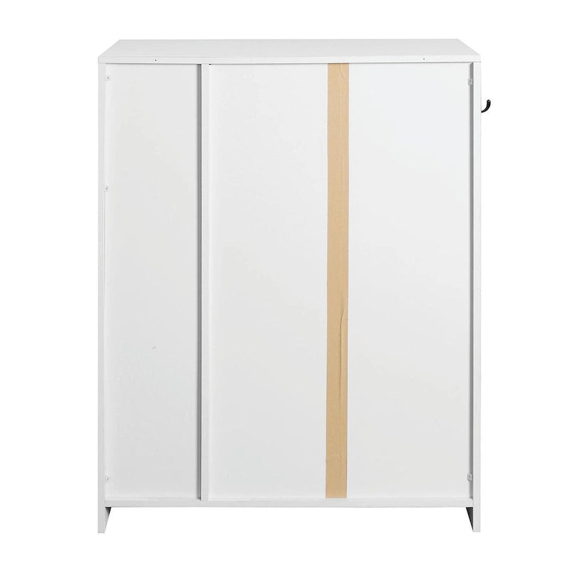 Freestanding Shoe Rack Organizer with 2 Shutter Doors and Adjustable Storage Shelf