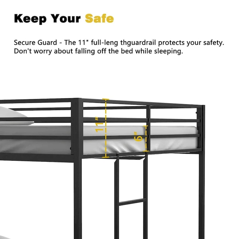 Black Metal Full over Full Bunk Bed