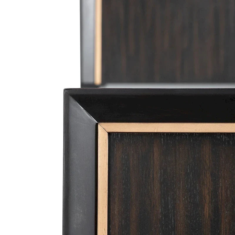 Espresso Panel Bed with Gold Accent Trim