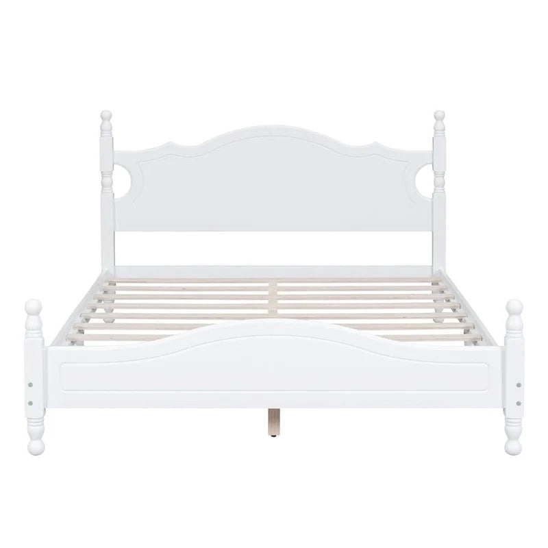 Queen Size Wood Platform Bed - Retro Style