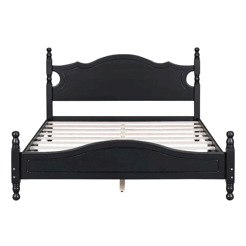 Queen Size Wood Platform Bed - Retro Style