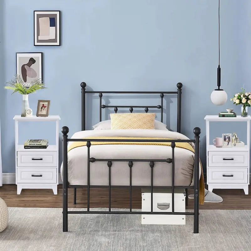 White 2-Drawer Storage Cabinet with Shelf