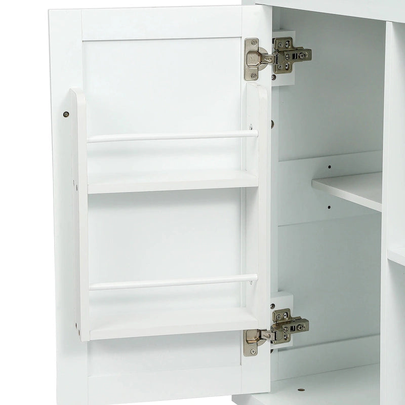 Kitchen Cart with Rubber wood Drop-Leaf Countertop