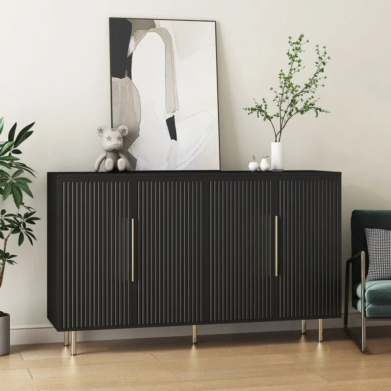 56.69W Modern Cabinet with Storage and Adjustable Shelves - N/A