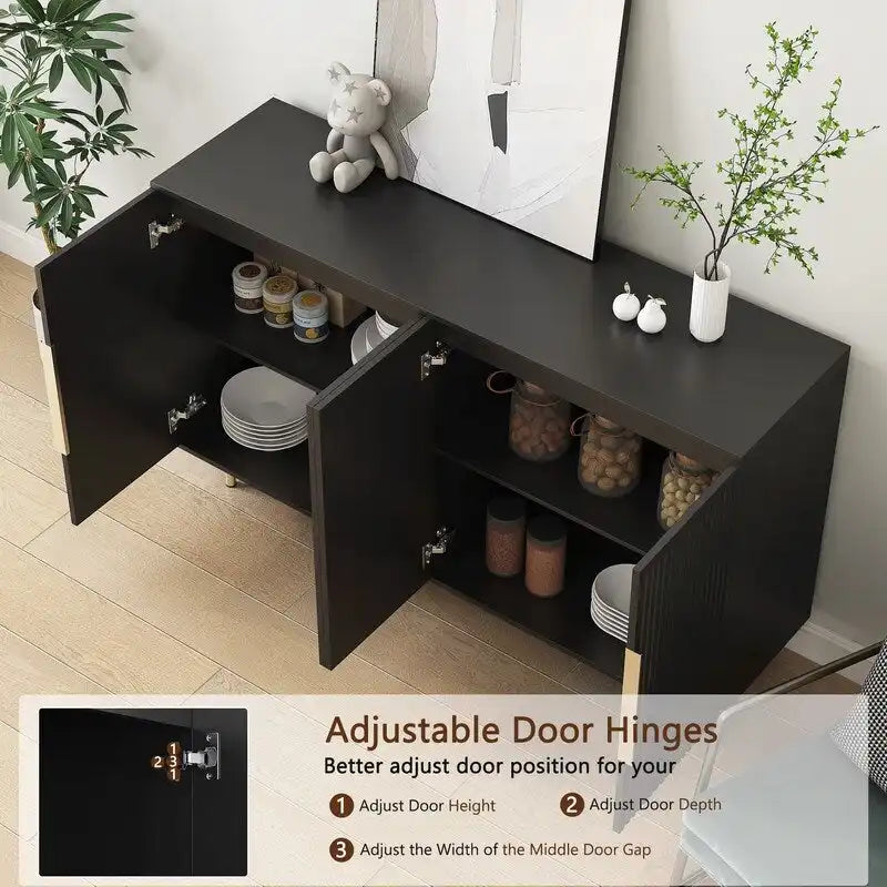 56.69W Modern Cabinet with Storage and Adjustable Shelves - N/A