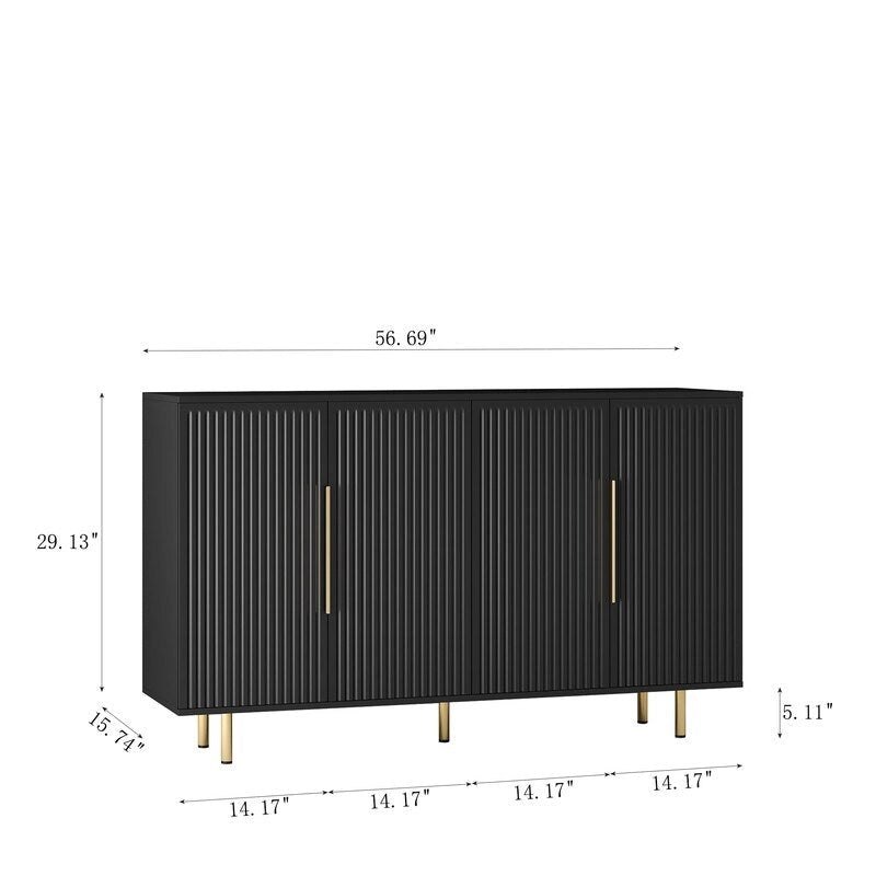 56.69W Modern Cabinet with Storage and Adjustable Shelves - N/A