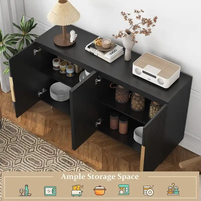 56.69W Modern Cabinet with Storage and Adjustable Shelves - N/A