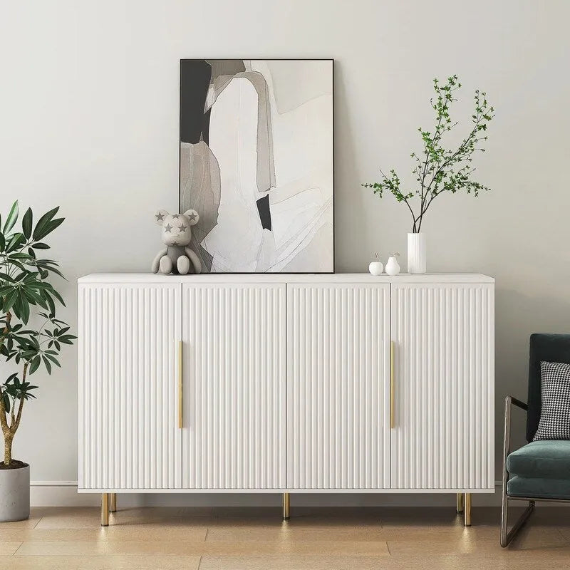 56.69W Modern Cabinet with Storage and Adjustable Shelves - N/A