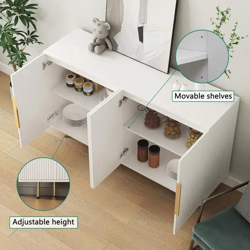 56.69W Modern Cabinet with Storage and Adjustable Shelves - N/A