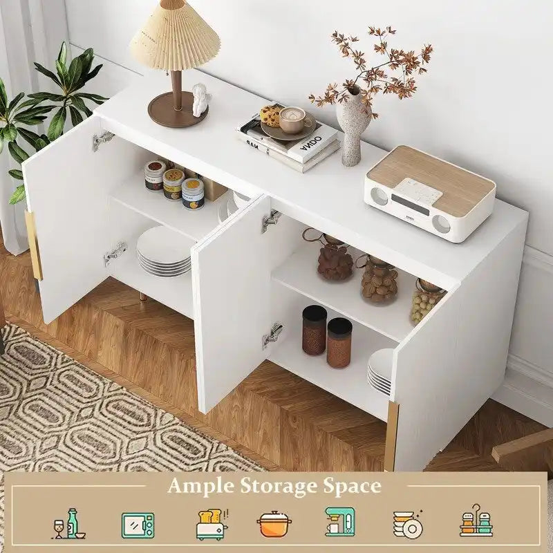 56.69W Modern Cabinet with Storage and Adjustable Shelves - N/A
