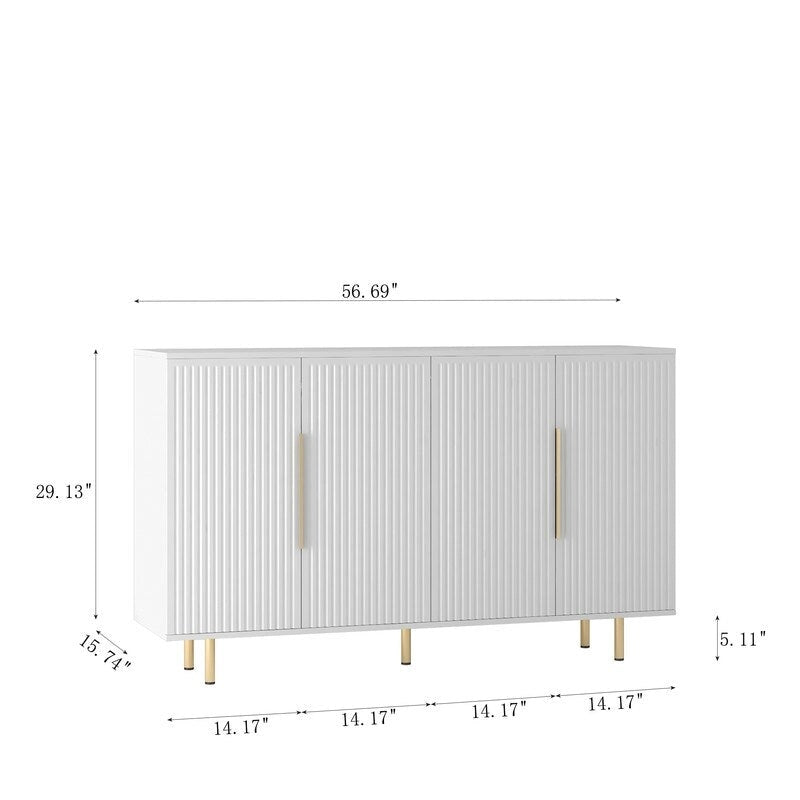 56.69W Modern Cabinet with Storage and Adjustable Shelves - N/A