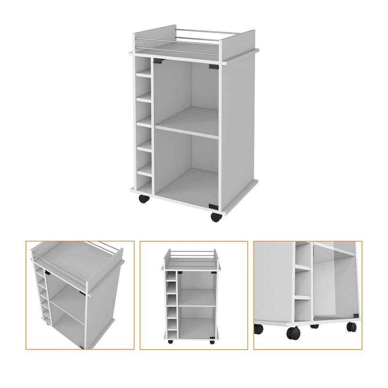 Savannah 6-Bottle 3-Shelf Bar Cart for Kitchen, Party and Living Room