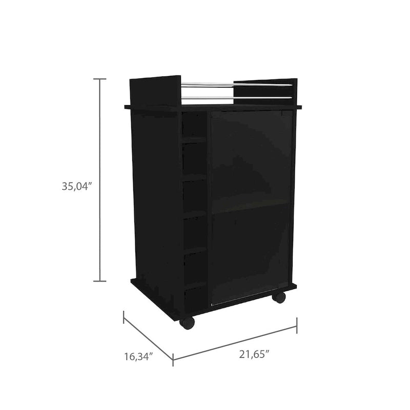 Savannah 6-Bottle 3-Shelf Bar Cart for Kitchen, Party and Living Room