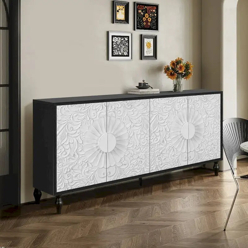 62.99W Modern Sideboard Storage Cabinet with 4-Door - N/A