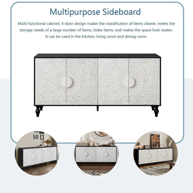 62.99W Modern Sideboard Storage Cabinet with 4-Door - N/A