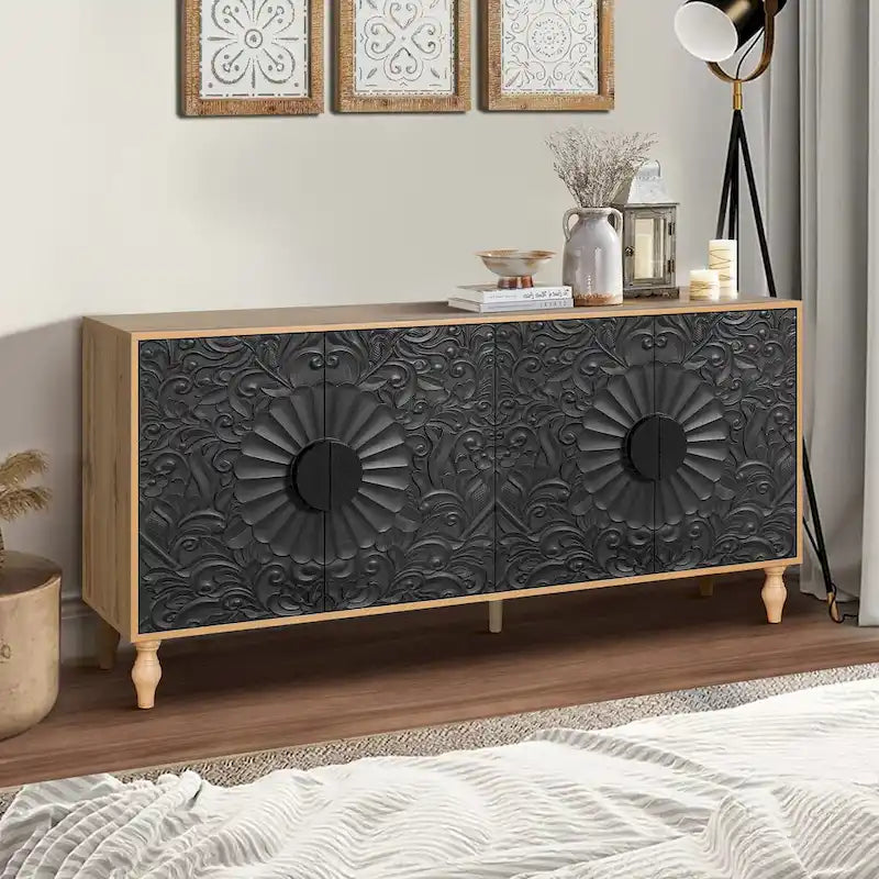 62.99W Modern Sideboard Storage Cabinet with 4-Door - N/A