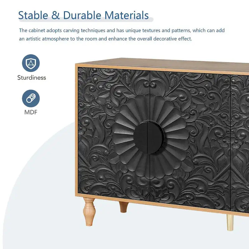 62.99W Modern Sideboard Storage Cabinet with 4-Door - N/A