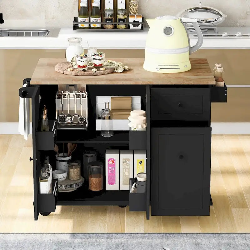 53.9 Kitchen Island Cart with Drop Leaf on Wheels