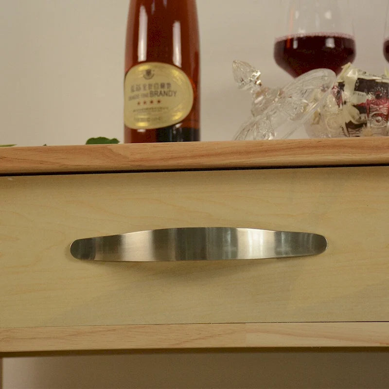 Simple Design Kitchen Island&Cart ,Double Display Shelves and 2 Drawer with Wood Top