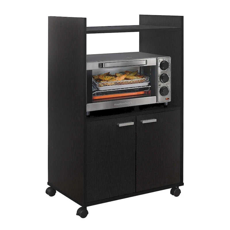 2-Door Kitchen Microwave Cart with Shelfs for Storage, Black