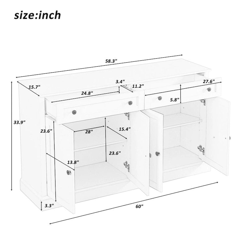 Kitchen Sideboard Storage Buffet Cabinet with 2 Drawers