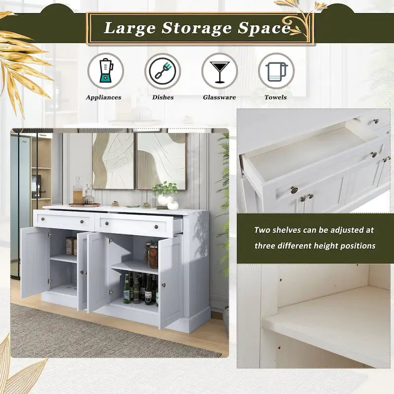 Kitchen Sideboard Storage Buffet Cabinet with 2 Drawers