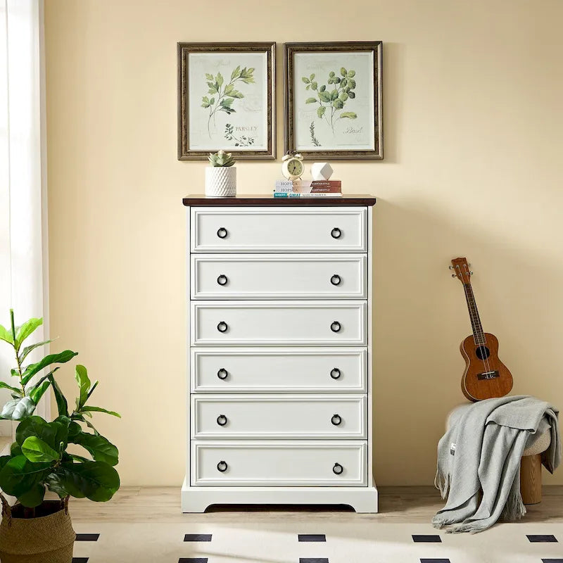 Modern 6 Drawer Cabinet Dresser Tall Chest of Drawers Closet