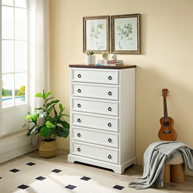 Modern 6 Drawer Cabinet Dresser Tall Chest of Drawers Closet