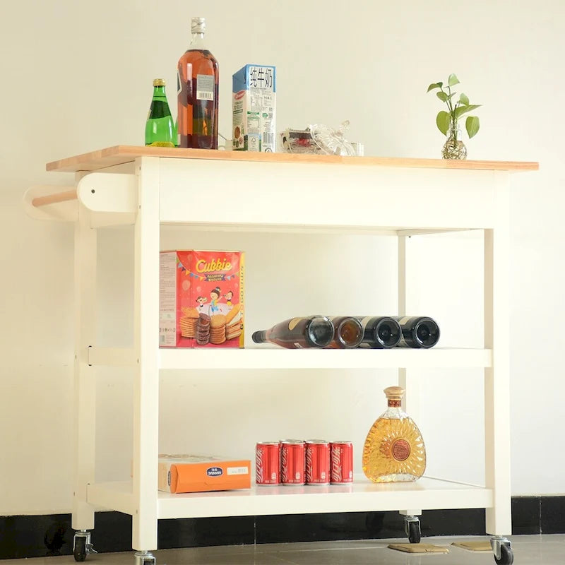 40 Mobile Kitchen Island & Kitchen Cart,with Two Lockable Wheels