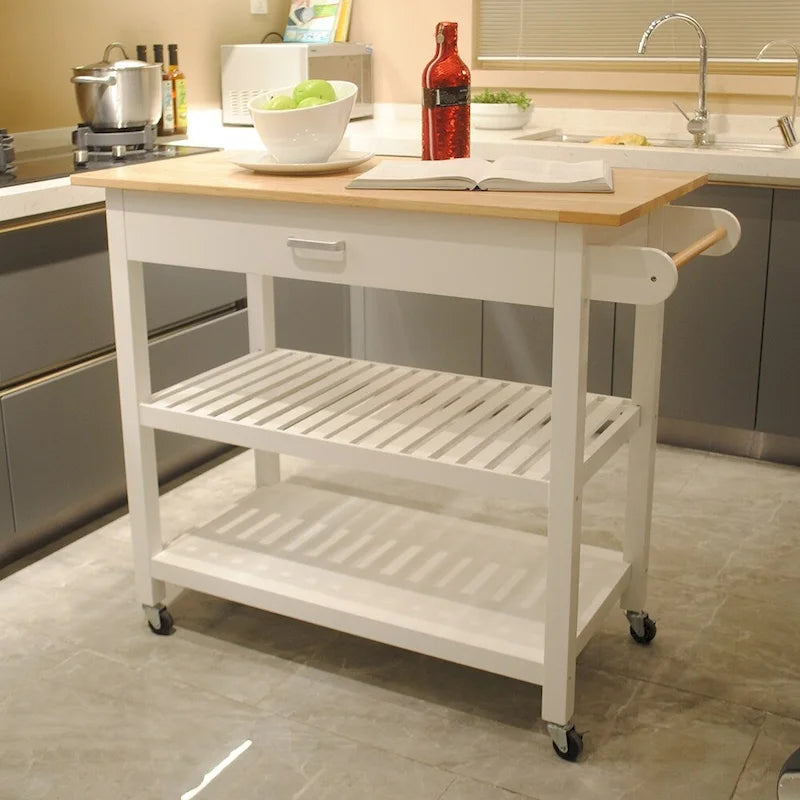 40 Mobile Kitchen Island & Kitchen Cart,with Two Lockable Wheels