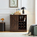 Coffee Bar Cabinet with Wine Rack Barn Door Buffet Sideboard with Drawer, Adjustable Storage Shelves, Living Room, Dining Room