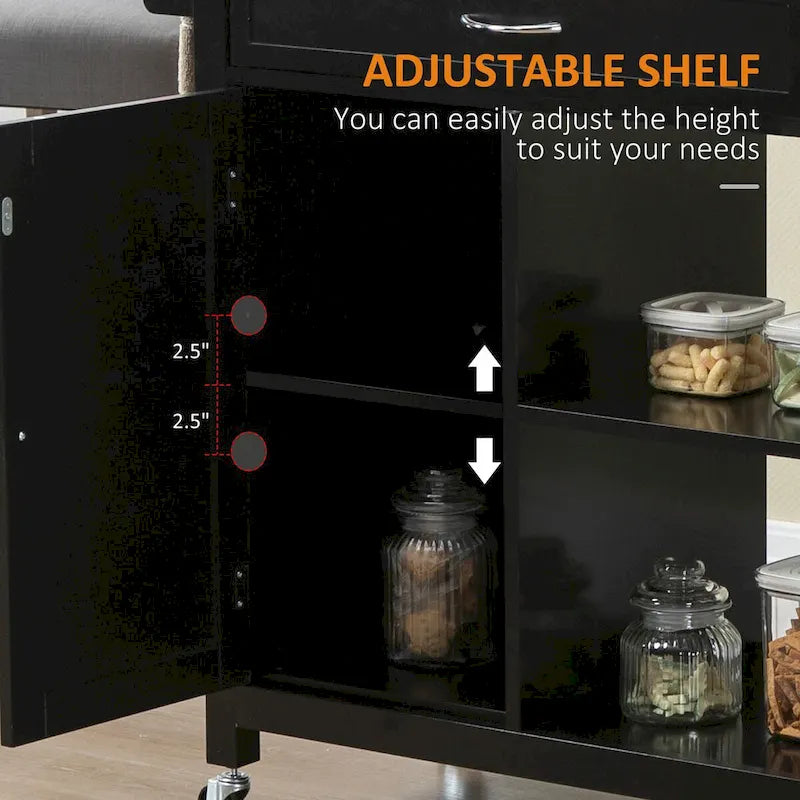 Rolling Kitchen Island Cart with Drawer and Shelves