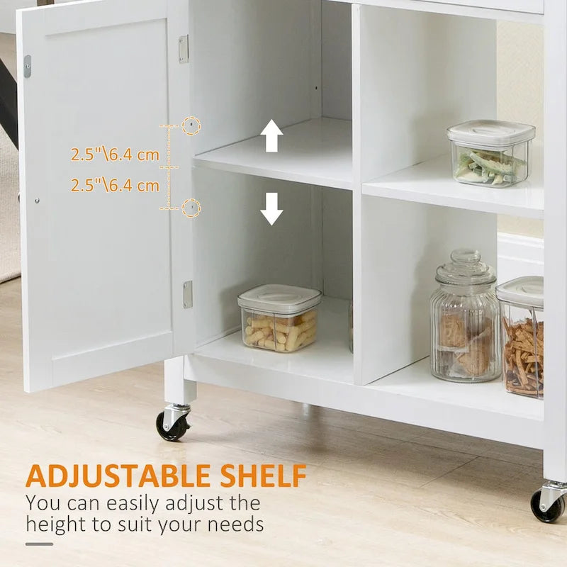 Rolling Kitchen Island Cart with Drawer and Shelves