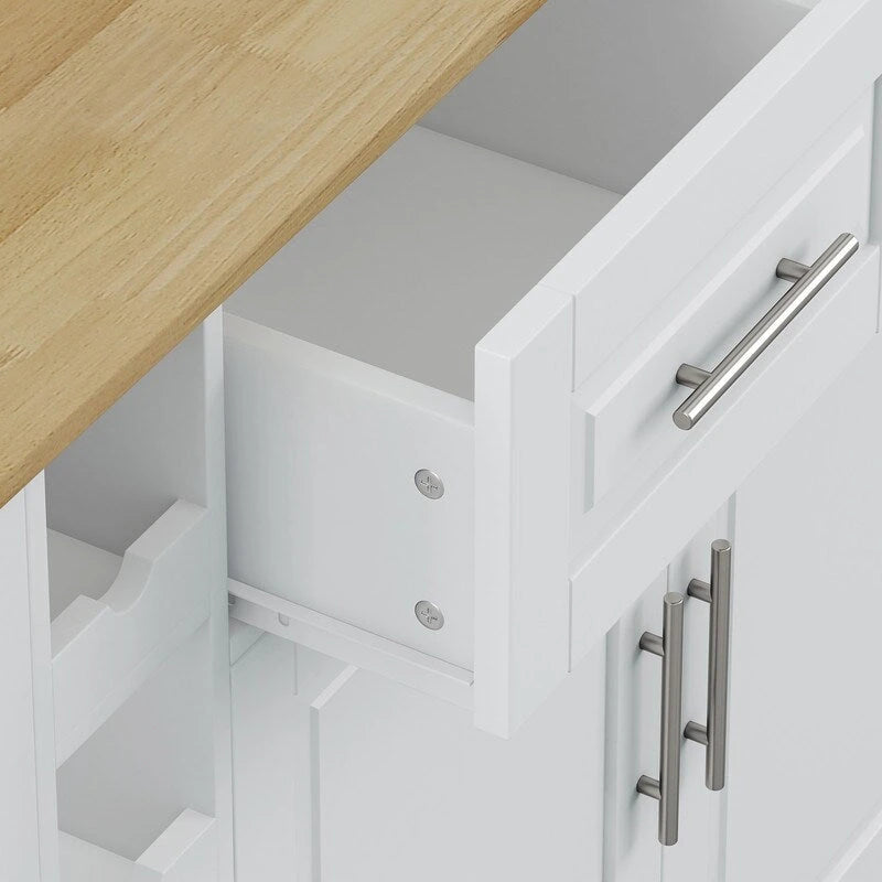 Grondin Multi-Functional Kitchen Island Cart with Solid Wood Drop Leaf, 2 Doors, 2 Drawers,Wine Rack and Spice Rack