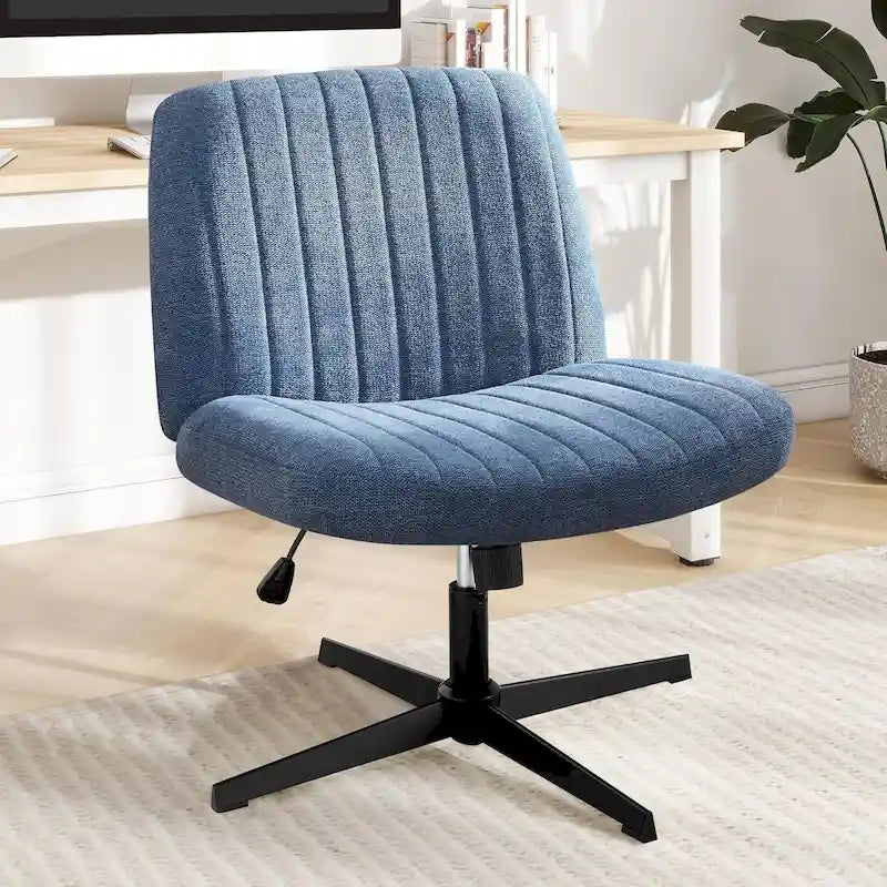 Wide Armless Swivel Desk Chair with Wheels