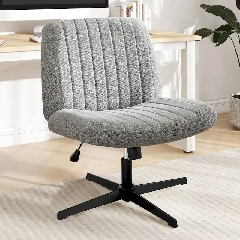 Wide Armless Swivel Desk Chair with Wheels